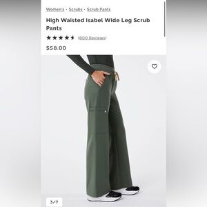 Figs High Waisted Olive Wide Leg Scrub Pants